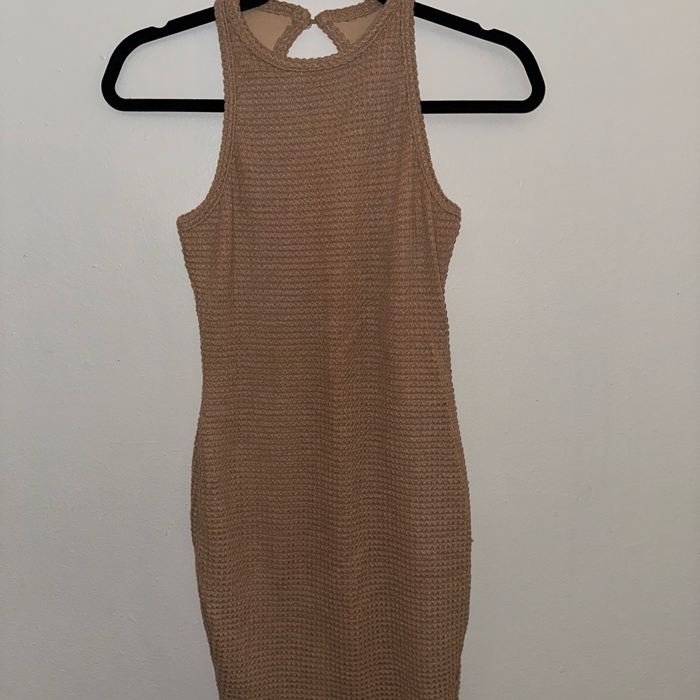 Elegant Tan Sleeveless Dress